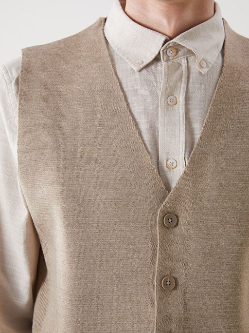 Standart Kal?p V Yaka Erkek Triko Yelek