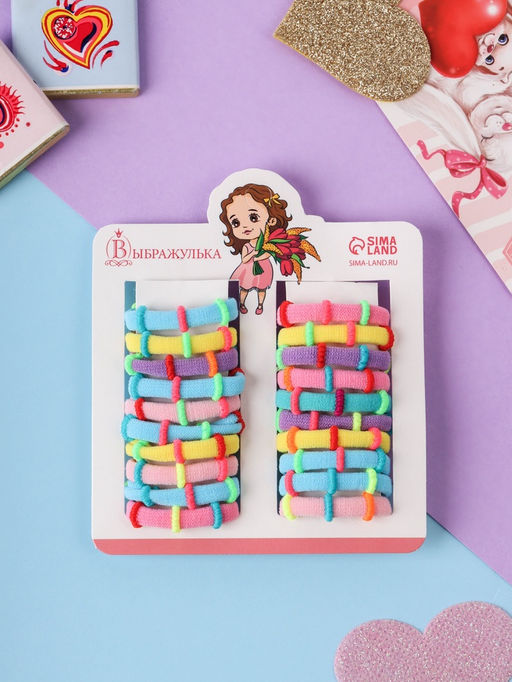 Цена за 6 шт. Резинки для волос «Аделия», набор 20 шт., колечки, 3 см, МИКС