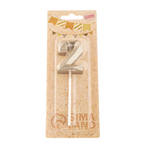 Цена за 3 шт. Свеча в торт на шпажке «Алмаз», цифра 2, шампань, 5×2.6 см