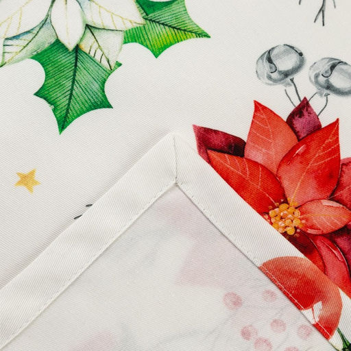 Скатерть новогодняя «Этель» Christmas red flowers 149×180 см с ГМВО, 100% хлопок, саржа 190 г/м²