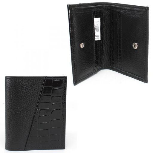 Портмоне женское Croco-ПР-915 натуральная кожа 1 отд, 9 карм, черный крок/черный флотер (200/40) 236514