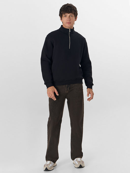 Теплый свитшот мужской черный с начесом