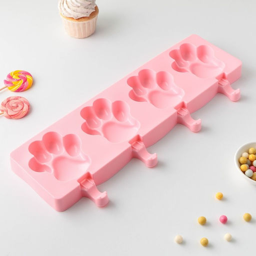 Форма для мороженого Лапки, силикон, 26?14 см, 4 ячейки (8.5?8.5 см), МИКС - Simaland фото 3