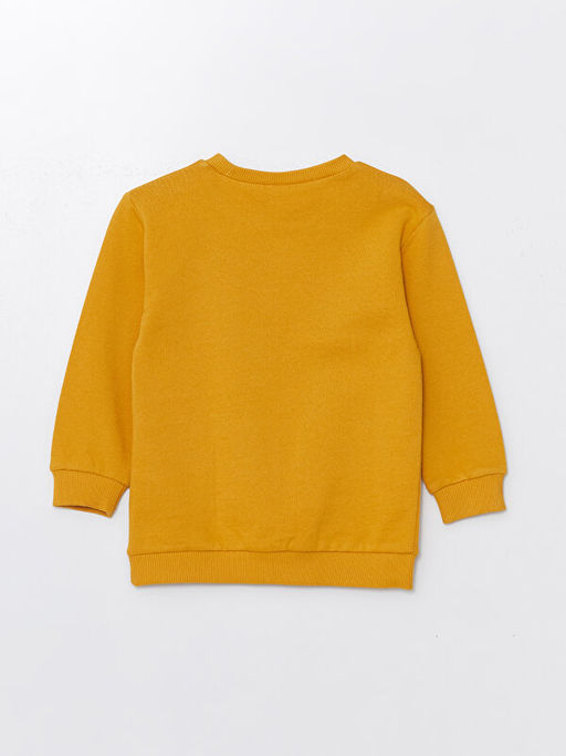 Bisiklet Yaka Kal?n Bask?l? Erkek ?ocuk Sweatshirt