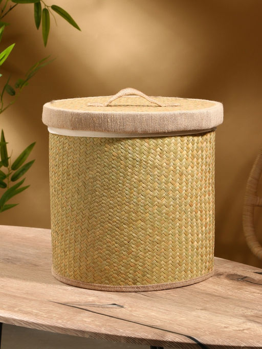 Корзина для белья с крышкой и тканевым подкладом, 303030 см, ротанг - Simaland фото 4