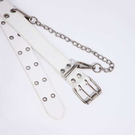 Ремень детский, ширина 3 см, пряжка металл, люверсы, цвет белый - Simaland фото 2