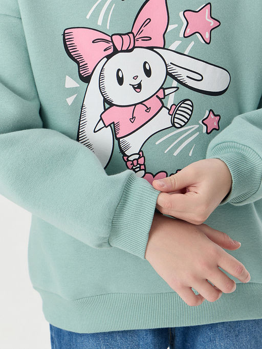 Свитшот для девочек зеленый с надписью Bunnybun - Mark formelle фото 5