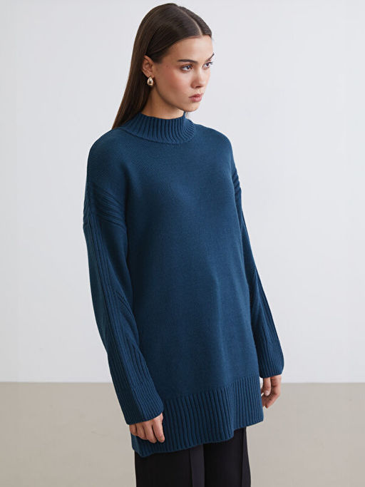 Yar?m Bal?k?? Yaka Kad?n Triko Tunik