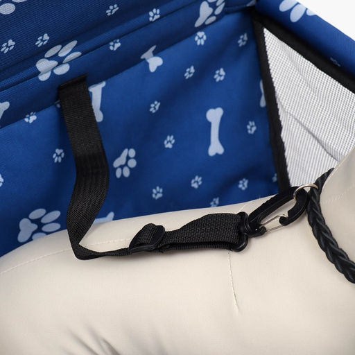 Автокресло для животных 40*30*25 см, синее с белыми лапками и косточками - Пижон фото 5