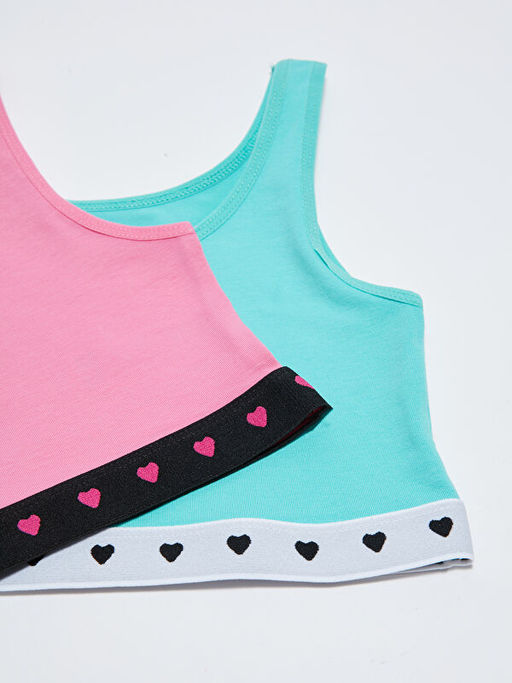 Bask?l? Pamuklu K?z ?ocuk B?stiyer 2li - Waikiki фото 3