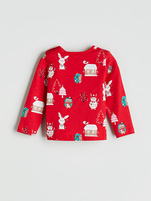 Bisiklet Yaka Bask?l? K?z Bebek Ti??rt