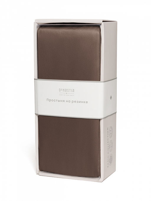 Проcтыня натяжная сатин 140x200+25 коричневый сатин - Denastia фото 4