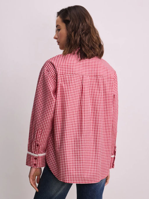 Рубашка из хлопка в клетку / Zarina фото 6