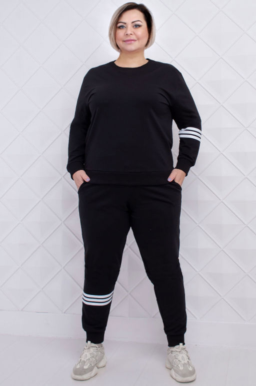 Арт. 2361 Костюм с брюками женский 50-58 (5 шт) Цвет:верх-черный,низ-черный - Калинка фото 2