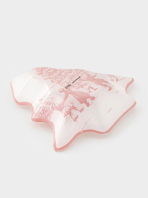 Блюдо сервировочное новогоднее Доляна Новогодние забавы, 17.7?18.5?3.5 см, стекло, белое, красное