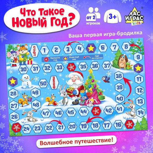 Цена за 2 шт. Новогодняя настольная игра Что такое Новый год?, от 2 игроков, 3+