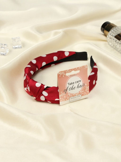 Цена за 2 шт. Ободок для волос «Кокетка», 3 см, красный горох