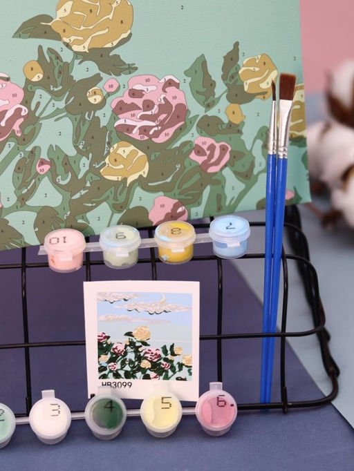 Картина по номерам на подрамнике Draw Me! Yellow-pink flowers, (20*20 см)