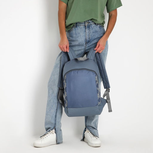 Рюкзак текстильный Клетка, 46х30х10 см, вертик карман, цвет серый - Nazamok фото 8