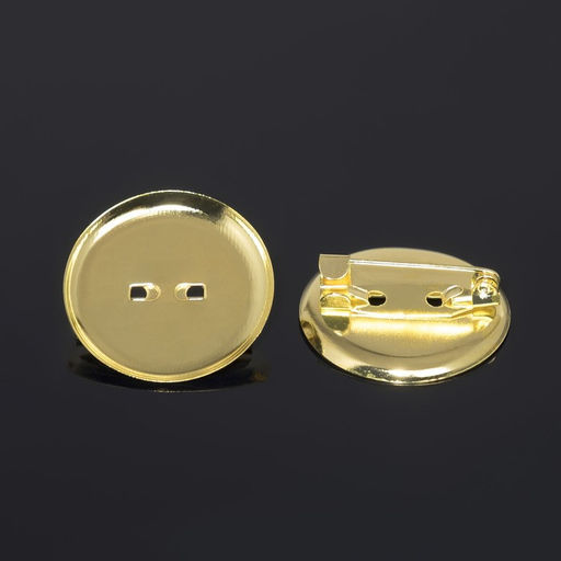 Цена за 2 шт. Основа для броши с круглым основанием СМ-367, (набор 5 шт.) 25 мм, цвет золото