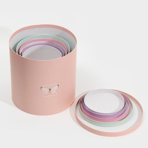 Набор круглых подарочных коробок 5 в 1 Бабочки, 23 23 25 15 15 15 см - Дарите счастье фото 28