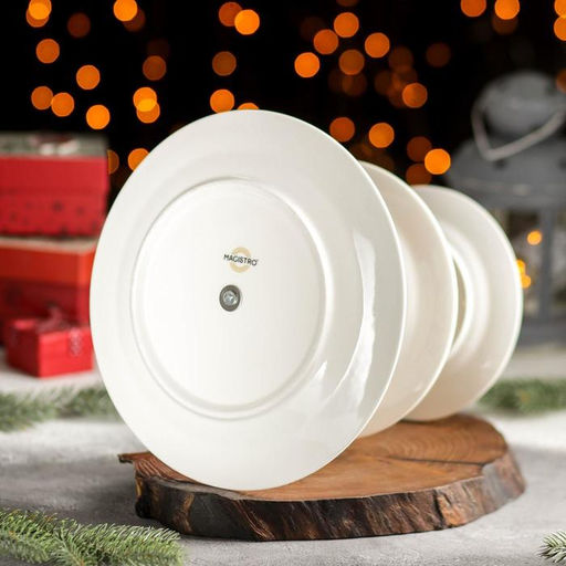 Блюдо фарфоровое 3-х ярусное Magistro «Новый год. Шишки», d=15/18/23 см