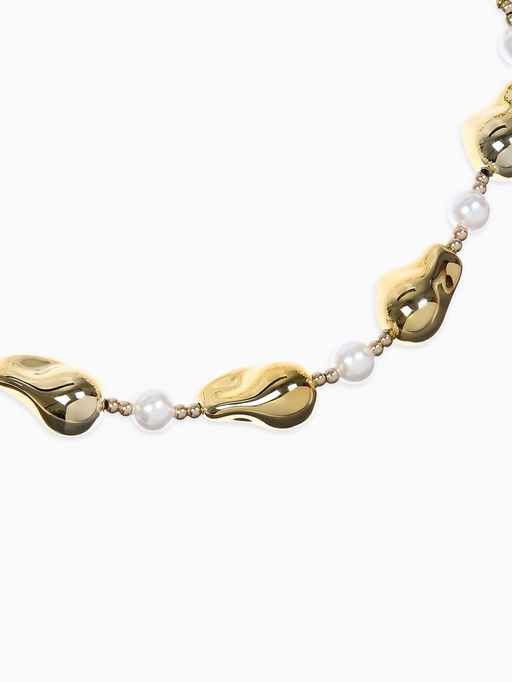 Бусы "Жемчуг Борокко", цвет белый в золоте 40+удл