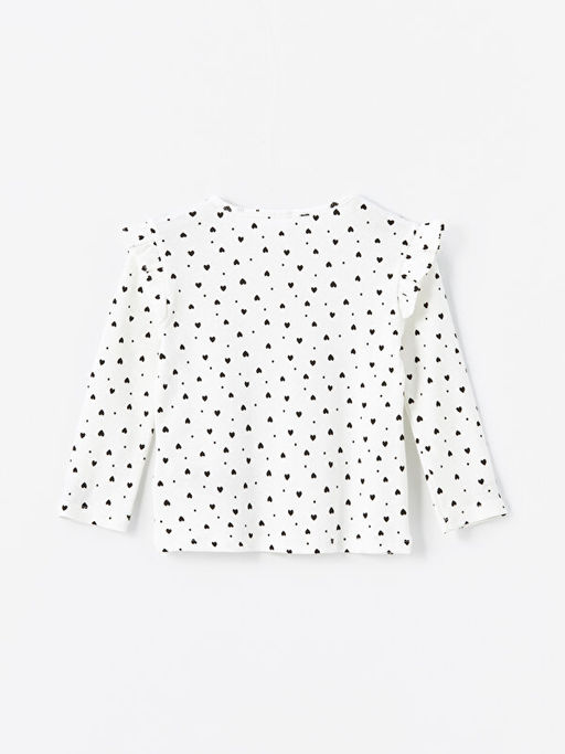 Bisiklet Yaka Uzun Kollu Bask?l? K?z Bebek Ti??rt - Waikiki фото 2