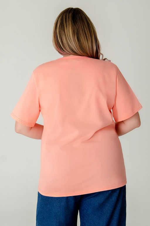 Арт. 3-1153 Футболка женская 50-58 (5 шт) Цвет:лососевый - Калинка фото 3