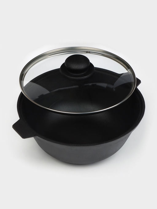 Котел литой Magma, 3 л, стеклянная крышка, чугун