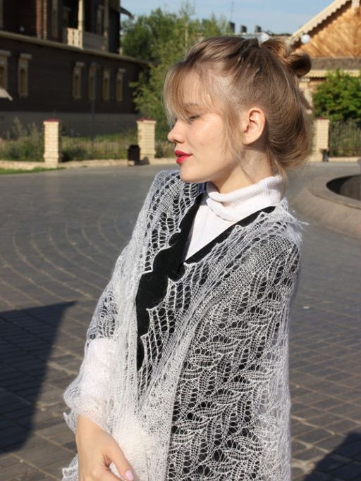 102 Палантин Снежинка белый 200см * 70см