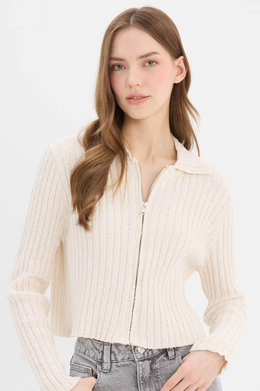 Slim Fit Dar Kesim Polo Yaka Fermuarl? H?rka - Defacto фото 2