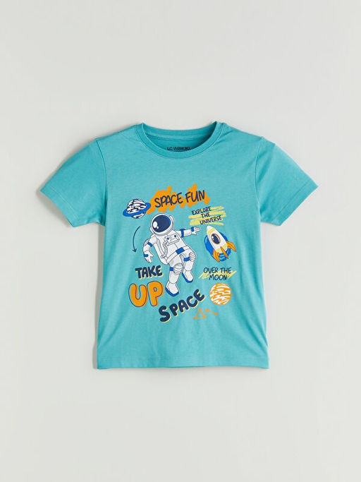 Bask?l? Erkek ?ocuk ?ortlu Pijama Tak?m?