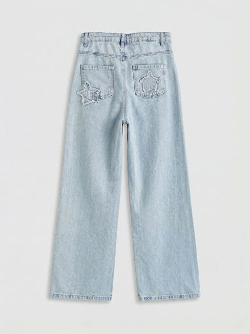 Wideleg Fiyonk Nak??l? K?z ?ocuk Jean Pantolon