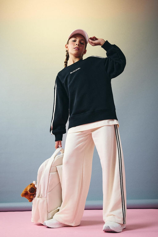 Oversize Geni_ Kal_p Bisiklet Yaka Bask_l_ Sweatshirt K_z _ocuk - Defacto фото 2