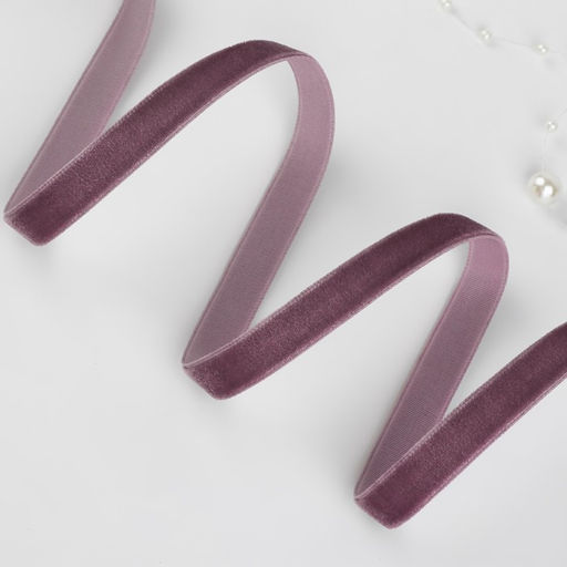 Лента бархатная, 10 мм, 181 м, сиреневый №199 - Арт узор фото 2