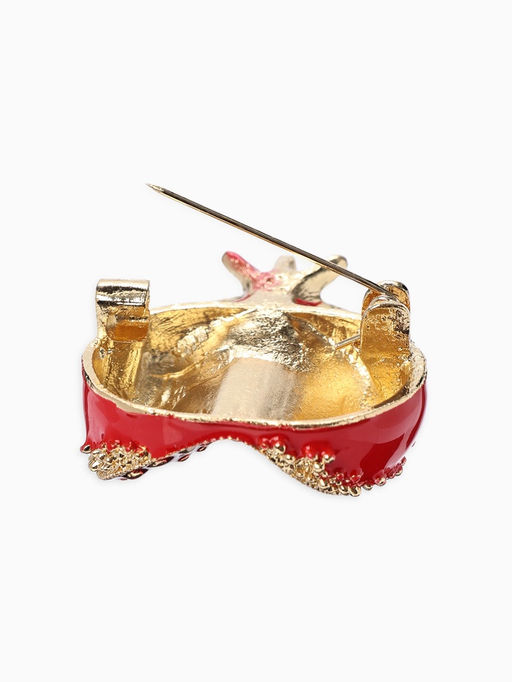 Брошь «Гранат» в разрезе, зерна, цвет крано-белый в золоте