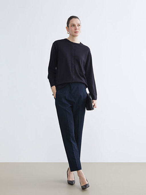 Bisiklet Yaka Ta?l? Kad?n Triko Kazak