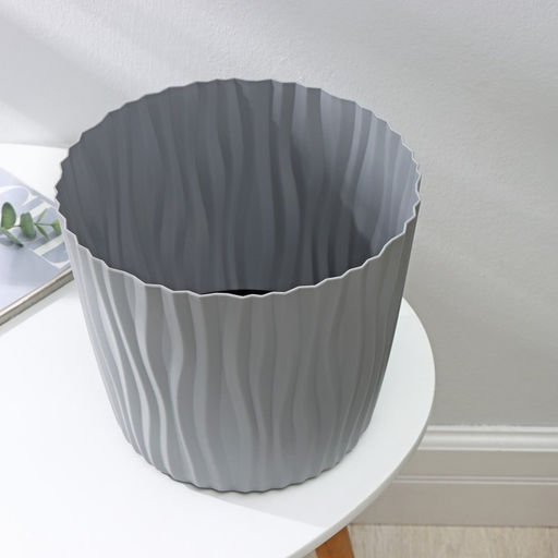 Кашпо для цветов со вставкой «Волна», 8 л, d=25 см, h=21.5 см, цвет серый