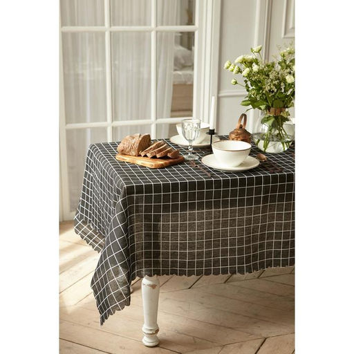 Скатерть Доляна Клеткацв.черный 145х1453см,100%пэ, рогожка 130 гр/м  фото 3