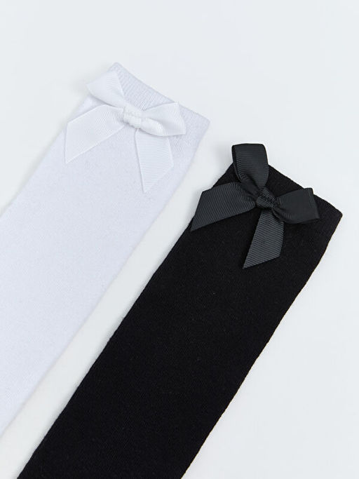 Fiyonk Detayl? K?z ?ocuk Diz Alt? ?orap 2li