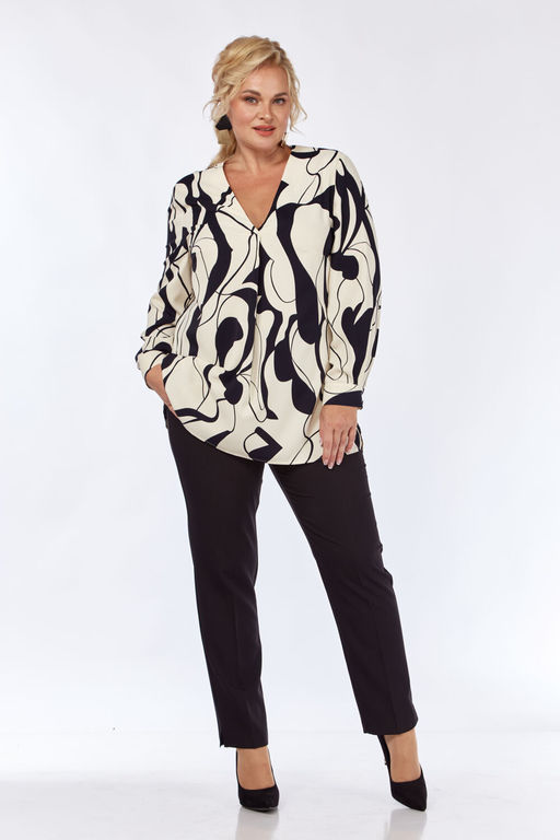 Блуза Элль стиль 2311а бежево-черный  фото 3
