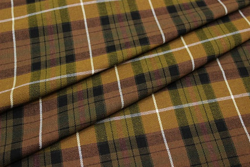 Фуле Клетка цв.шоколад/золотистый хаки, ш.1.45м, хлопок-100%, 130гр/м.кв - Купава фото 4