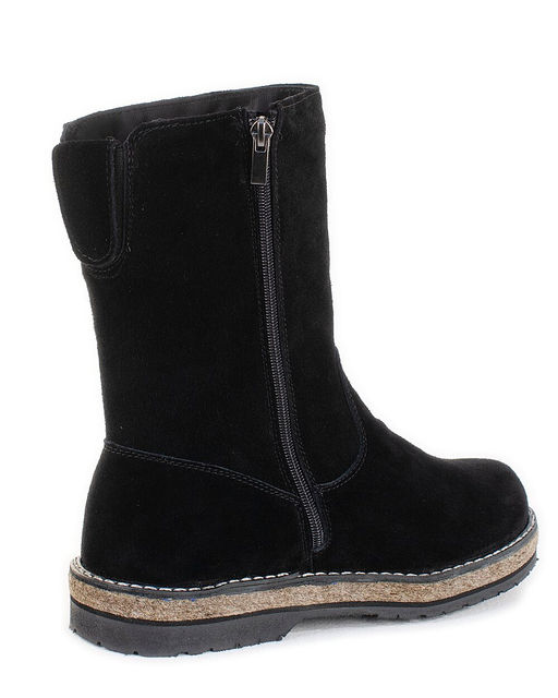 Полусапоги женские на войлочной подошве, Замша, овчина, войлок, лепесток