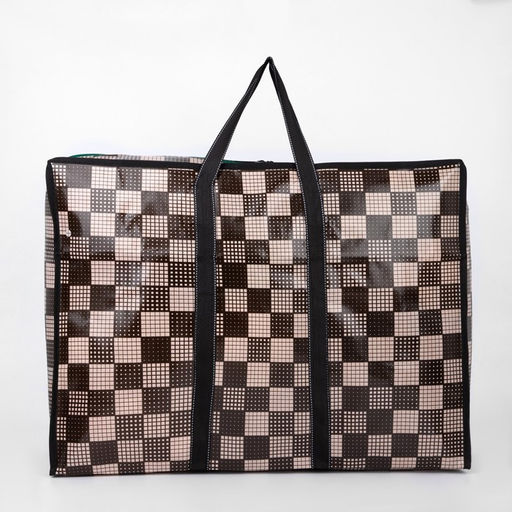 Сумка хозяйственная на молнии, 54 л, 60×20×45 см, коричневая/бежевая