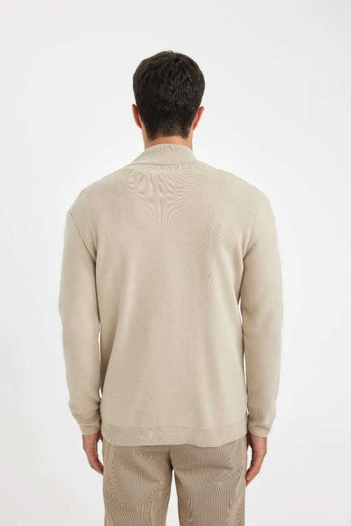 Трикотажный кардиган стандартной посадки с высоким воротником - Defacto фото 7