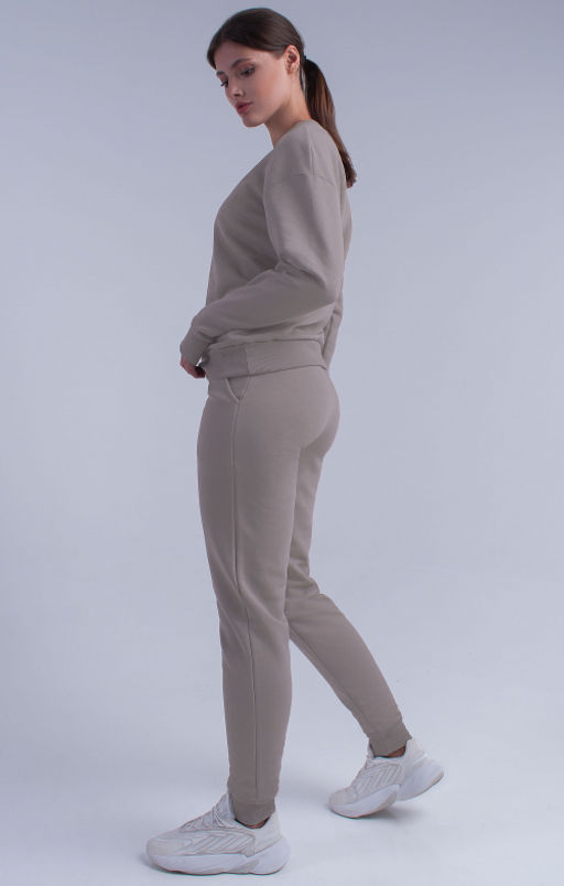 Арт. 2528  Костюм с брюками женский 44-52 (5 шт) Цвет:верх- бежевый, низ- бежевый