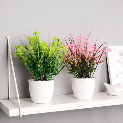 Искусственный цветок в горшке «Цветник с осокой» 9×23 см, МИКС