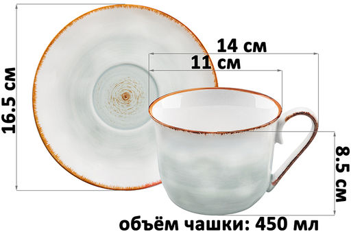 Чайная пара 2 пр. 450 мл 14*11*8,5 см Кантри, голубой ,фарфор - Elan gallery фото 2