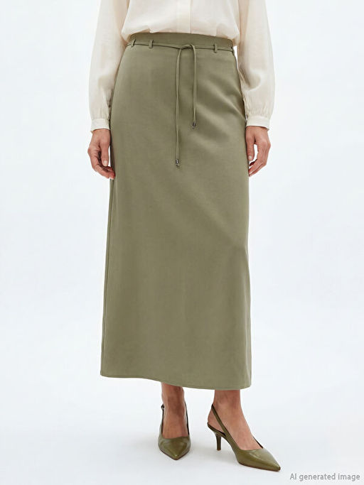 B?y?k Beden Beli Lastikli Arm?rl? Etek